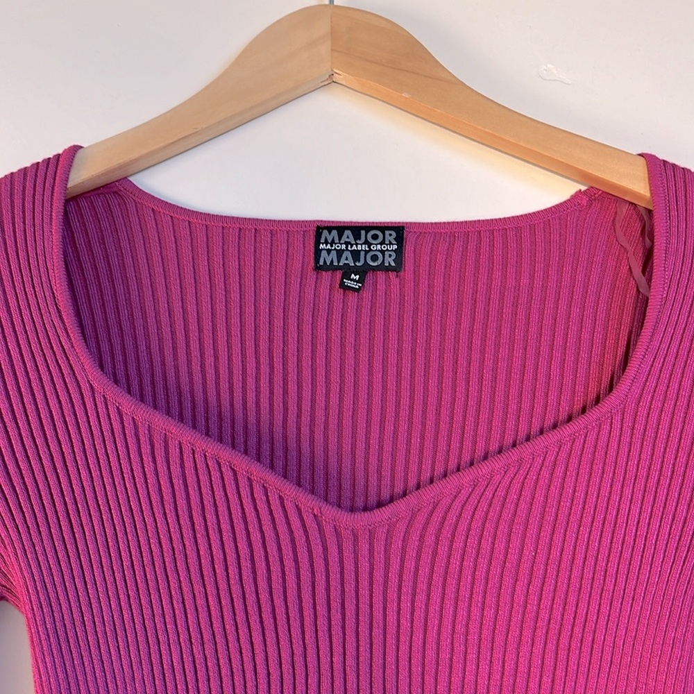 Pink Ribbed Women's Top - Picture 4 of 6